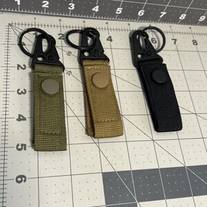 2pcs Tactical Nylon Hanging Belt Webbing Strap Steel HK Snap Hook Clip X3